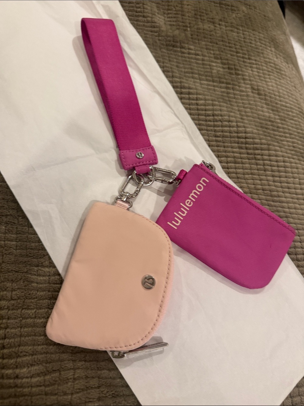 lululemon athletica Pink & Blush Wristlet Key Pouch Set